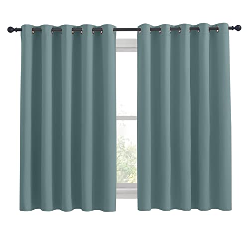 NICETOWN Thermal Insulated Blackout Curtains - Greyish Blue, 70x63" (Set of 2)