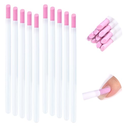 Siyuwuro 10Pcs Pumice Stone Nail File and Cuticle Pusher Pen, White