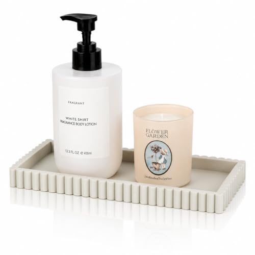 Silicone Bathroom Tray - Small Beige Vanity Organizer for Countertop