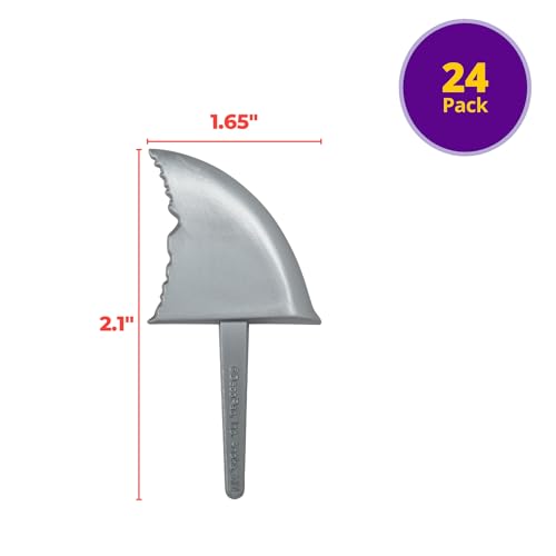 DecoPac Shark Fin Cake Picks - 24 Reusable Cupcake Toppers