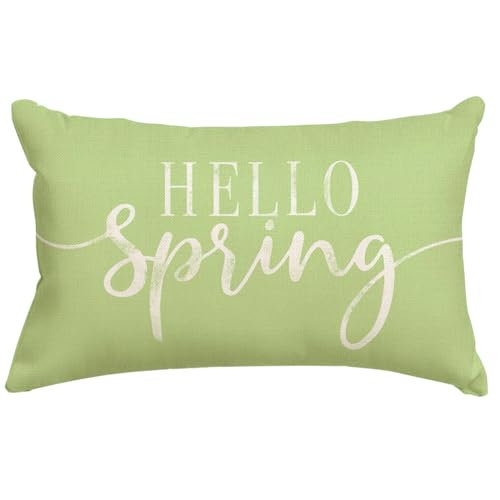 Hello Spring Green Throw Pillow Cover 12x20 Inch - ARGOOFG