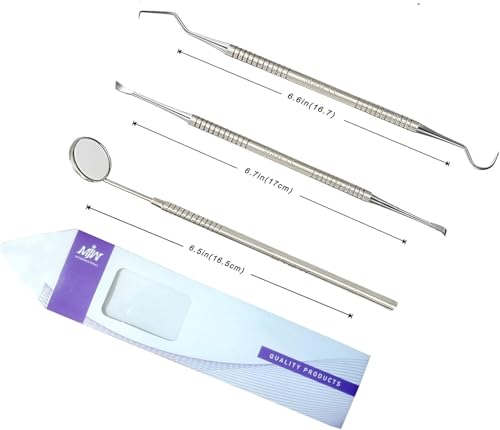 MJW 3-Piece Stainless Steel Dental Hygiene Kit & Plaque Remover