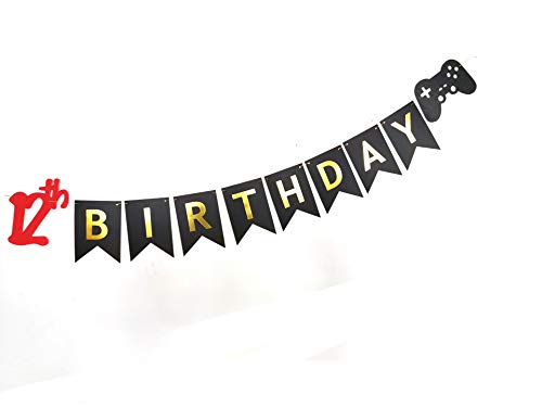 Video Game 12th Birthday Banner for Gamer Party Decorations