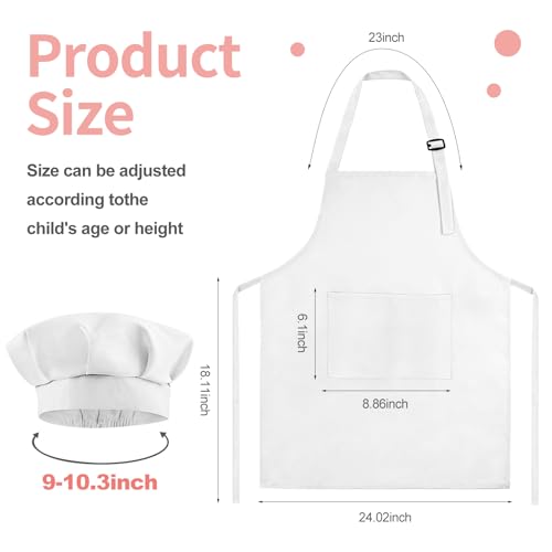 Kids Chef Hat and Apron Set - Adjustable White Cooking & Painting Apron