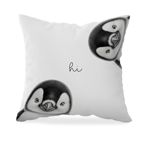 HONLUNG Penguin Throw Pillow Cover, 18x18 Inch Soft Flannel Case