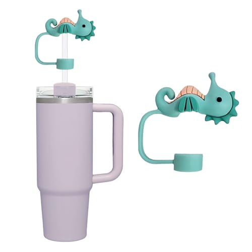 Reusable Silicone Straw Covers for Stanley Cup - Green Seahorse