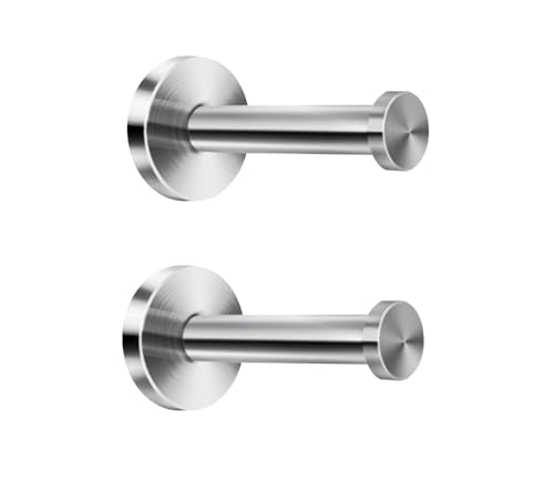 NELXULAS 4 Inch Stainless Steel Wall Mount Hooks 2 Pack Heavy Duty Bathroom & Bedroom