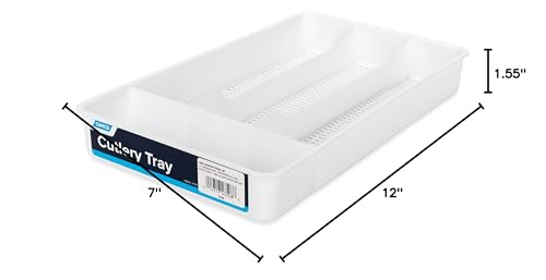 Camco 4-Compartment Cutlery Tray for RV and Compact Kitchen Drawers, White