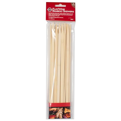 Norpro 11.5-Inch Bamboo Grilling Skewers – 25 Flat & Wide Eco-Friendly