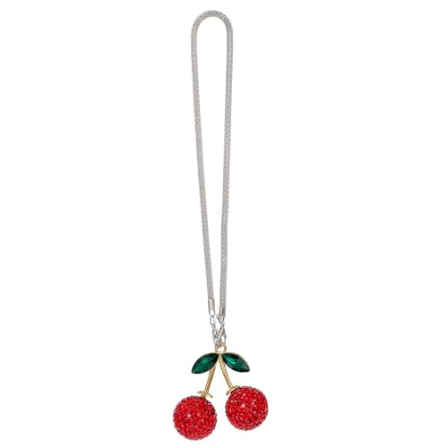 JJUNW Crystal Cherry Car Hanging Ornament - Bling Rearview Mirror Charm
