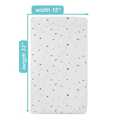 Gray Stars and Moons Fitted Bassinet Sheet 15x33in 100% Cotton Jersey Knit - American Baby Company