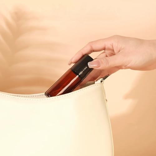 Amber Glass Roll-On Bottles 30ml - Refillable Rollerball Containers for Essential Oils