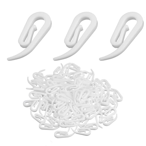 200-Piece Plastic Curtain Hooks for Track Sliders and Roller Rings, 1.1 Inch