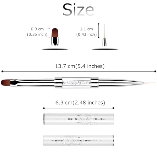 Ycyan 2Pcs Dual-Ended Hard Gel Nail Brushes & Liner Brush Set