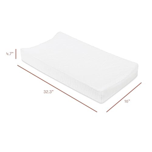 Babyletto 100% Quilted Organic Cotton Changing Pad Cover, GOTS-Certified, Fitted 360¡Æ, Ultra-Soft and Breathable Muslin - Plain White