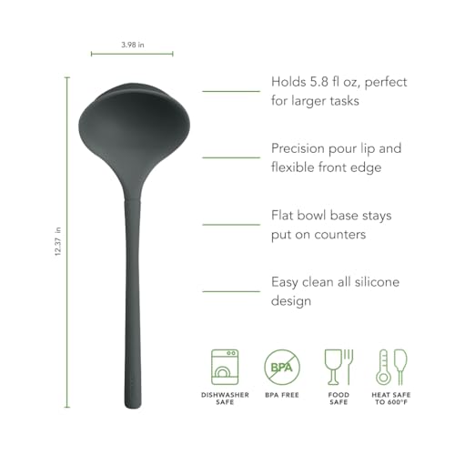 Tovolo Charcoal Silicone Ladle BPA Free Deep Soup Ladle Heat-Resistant Kitchen Utensil
