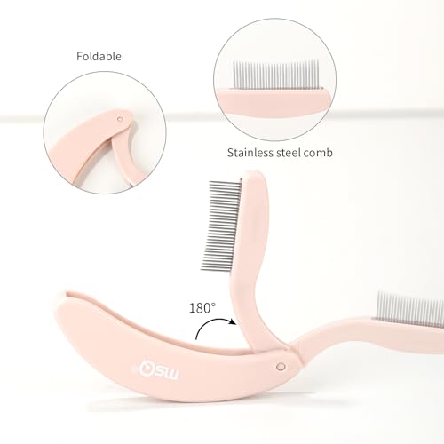 MSQ Folding Eyelash Separator Tool - Stainless Steel Lash Comb in Khaki