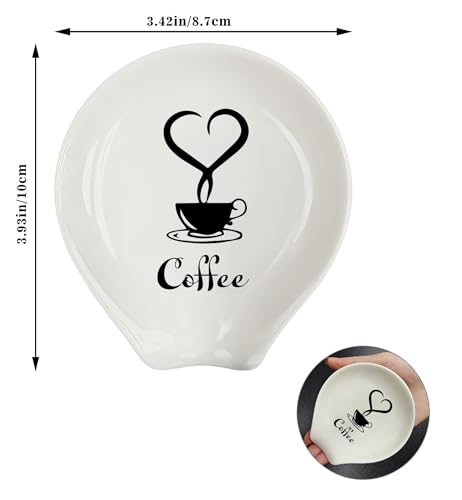 Ceramic Coffee Spoon Rest - Funny Coffee Bar Accessory (White-6)