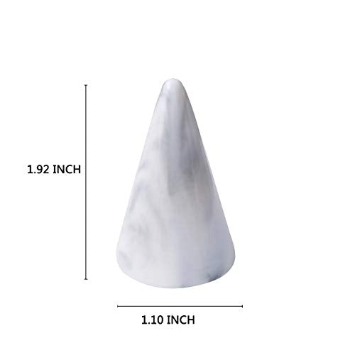 Oskas Ceramic Marble Ring Holder Tower - Grey, 2-Piece Jewelry Display Stand