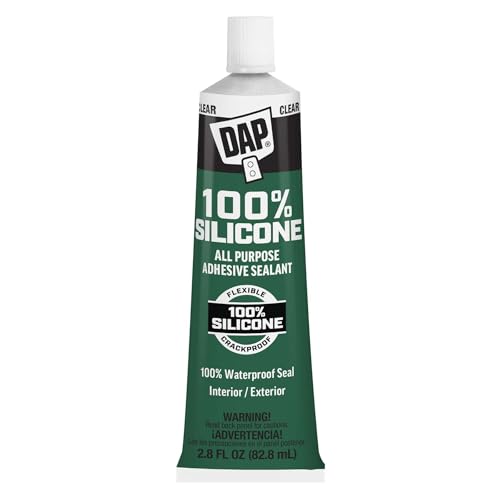 DAP 100% Silicone Sealant - Clear, 2.8 oz Waterproof Adhesive for Repairs