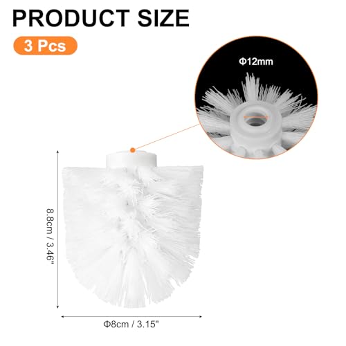 uxcell 3 Pack Toilet Brush Replacement Heads - Round Ball-Shaped, White, 12mm Diameter