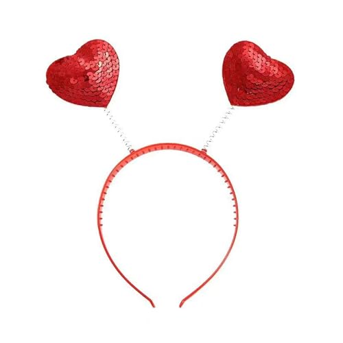Soochat Red Sequin Heart Headband Valentine's Day Head Bopper