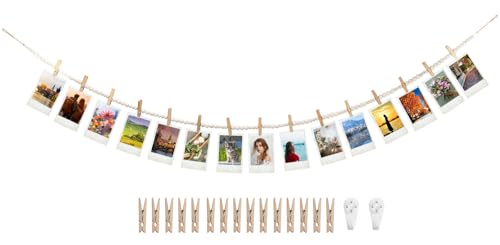 Hanging Photo Display with 15 Clips - 67 Inch Boho Decor
