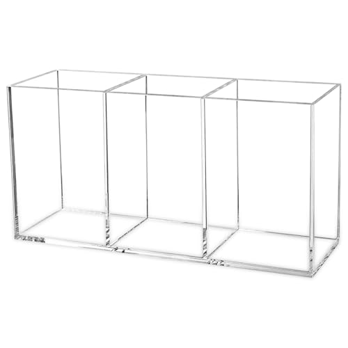 Cerpourt Clear Makeup Brush Organizer - Acrylic Storage Holder with 3 Slots