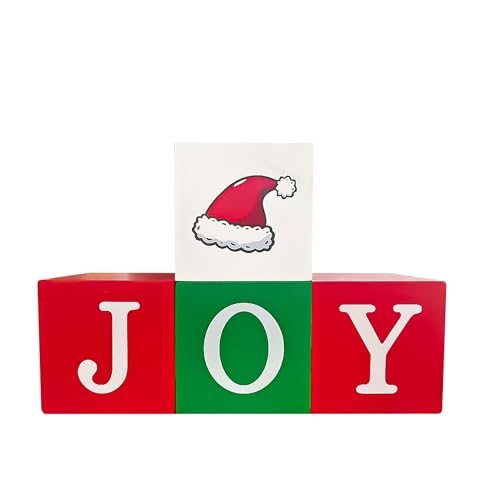 JOY Christmas Table Decorations - 4Pcs Wooden Centerpieces