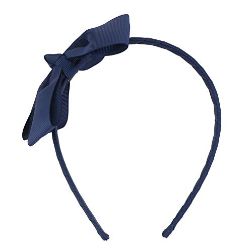 Midi Ribbon Navy Blue Grosgrain Bow Headband Handmade Hair Hoop