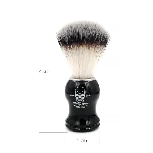 Men's Shaving Brush Synthetic Hair Black Skull Handle Travel Size