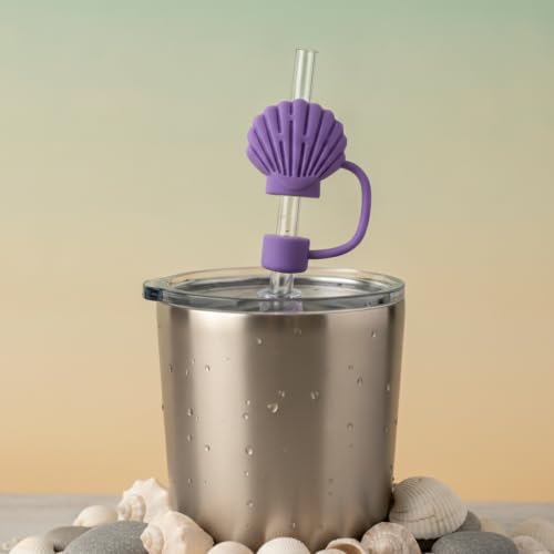 Purple Shell Silicone Straw Cover Cap for Stanley Cup Reusable