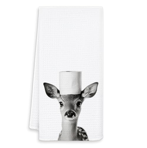 Funny Deer Hand Towels - 16x24 Inch Bathroom Decor Gift