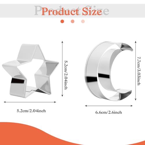 Stainless Steel Moon and Star Cookie Cutters Set - 2 Pcs