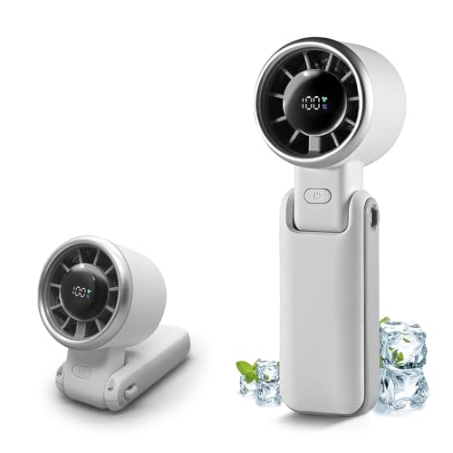 Lilampts Portable Handheld Turbo Fan, 5-Speed USB Rechargeable Fan - White