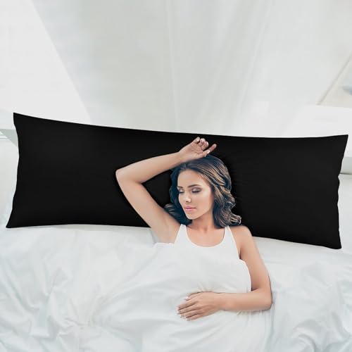 Personalized Body Pillow Cover 20x54 with Your Text & Photo - Pureblack