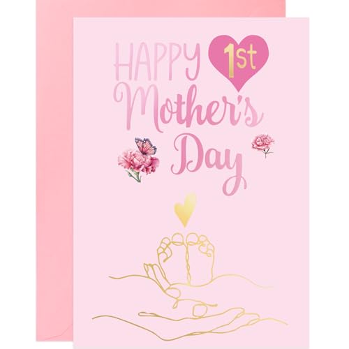 Happy First Mother's Day Card for New Mom - 5x7 with Envelope