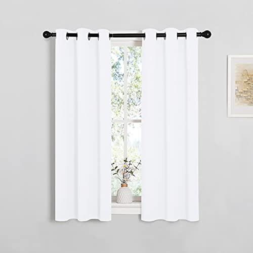 NICETOWN White Grommet Curtains - 29"W x 40"L, Set of 2 Light-Filtering Drapes