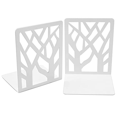 Spillbox White Metal Bookends - Heavy Duty Non-Slip Holders