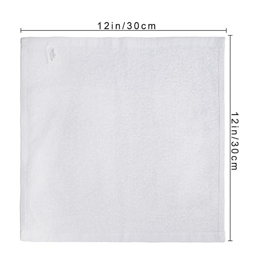 Textila Cotton Washcloths 12x12 Inches, 12-Pack - Soft White Towels