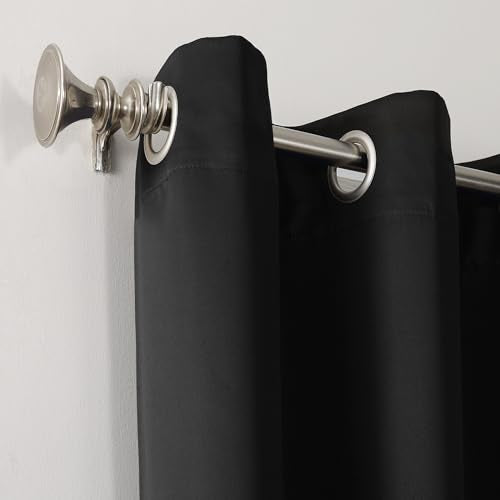 Sun Zero Easton Blackout Curtain Panel, 40" x 108", Thermal Grommet, Black