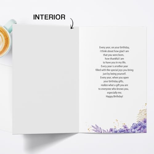 Birthday Card for Sister - Elegant Greeting Card with Envelope, 8x5.3 Inches