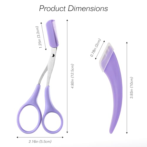 Kootinn 6-Piece Eyebrow Trimmer & Scissor Set with Comb - Stainless Steel