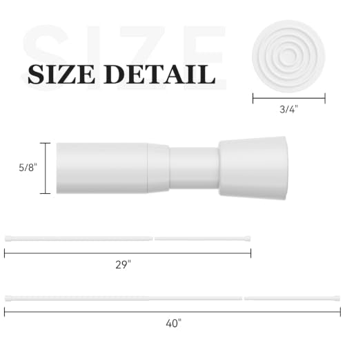 Adjustable Spring Tension Curtain Rod 29-40 Inches - White
