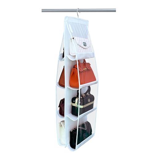 Zebricolo Hanging Purse Organizer for Closet, White Heavy Duty Handbag Rack