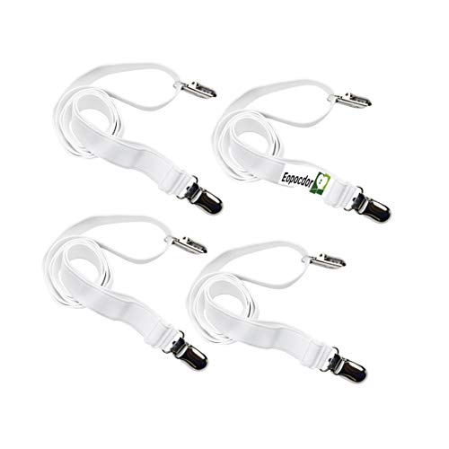 Adjustable Bed Sheet Clips - 4 Pack Mattress Holder Straps (White)