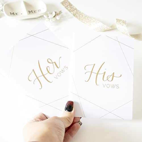 His & Hers Wedding Vow Books - Gold Geometric Keepsake Set