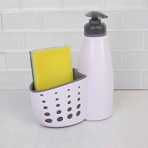 JOEY'Z Countertop Soap Dispenser with Perforated Sponge Holder - White