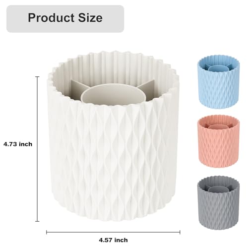 Rosanixita White 360° Rotating Makeup Brush Organizer with 5 Slots