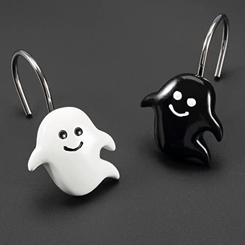 CHICTIE Halloween Ghost Shower Curtain Hooks - Set of 12 Rust-Resistant Rings